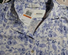 Eileen West SET Modal Knit Sleepwear Lounge Size S Long Sleeve Periwinkle Roses