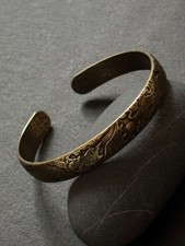 Edler Armreif aus Messing | Drachen & Phönix Design | Verstellbarer Cuff