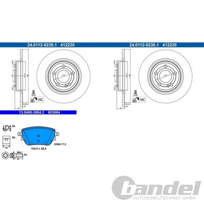 ATE BREMSSCHEIBEN 295mm + BELÄGE HINTEN passend für MERCEDES CLA C118 X118 W118