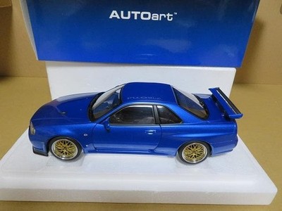 AUTOart NISSAN SKYLINE GT-R R34 V-SPEC II 1/18 Diecast Model BBS Bayside Blue JP