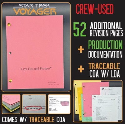 Star Trek Voyager Script LOT +PRODUCTION Docs +ADD'L Revisions  +COA ''Live Fast''