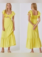 FARM Rio Yellow Smocked Maxi Dress Size Large