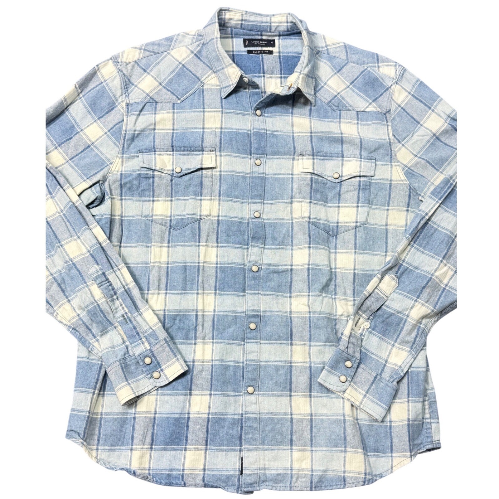 Lucky Brand Classic Fit Plaid Western Snap Front Pearl Shirt