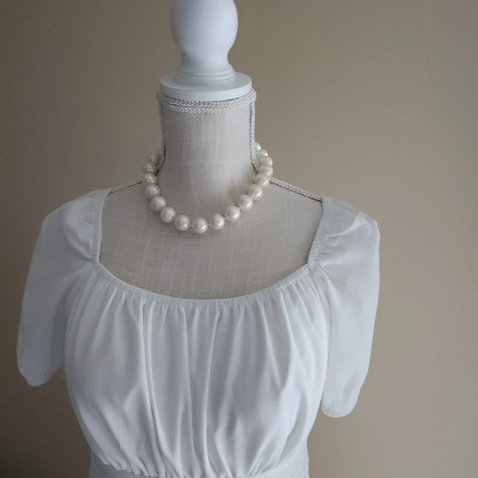 Гигантский искусственный жемчуг ошейник ожерелье 16» большой бисер костюм ювелирных изделий подарок - Изображение 2 из 4
