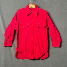 Vtg 80s Woolrich Cotton Chamois Flannel Shirt Heavyweight Red Button Down Mens L