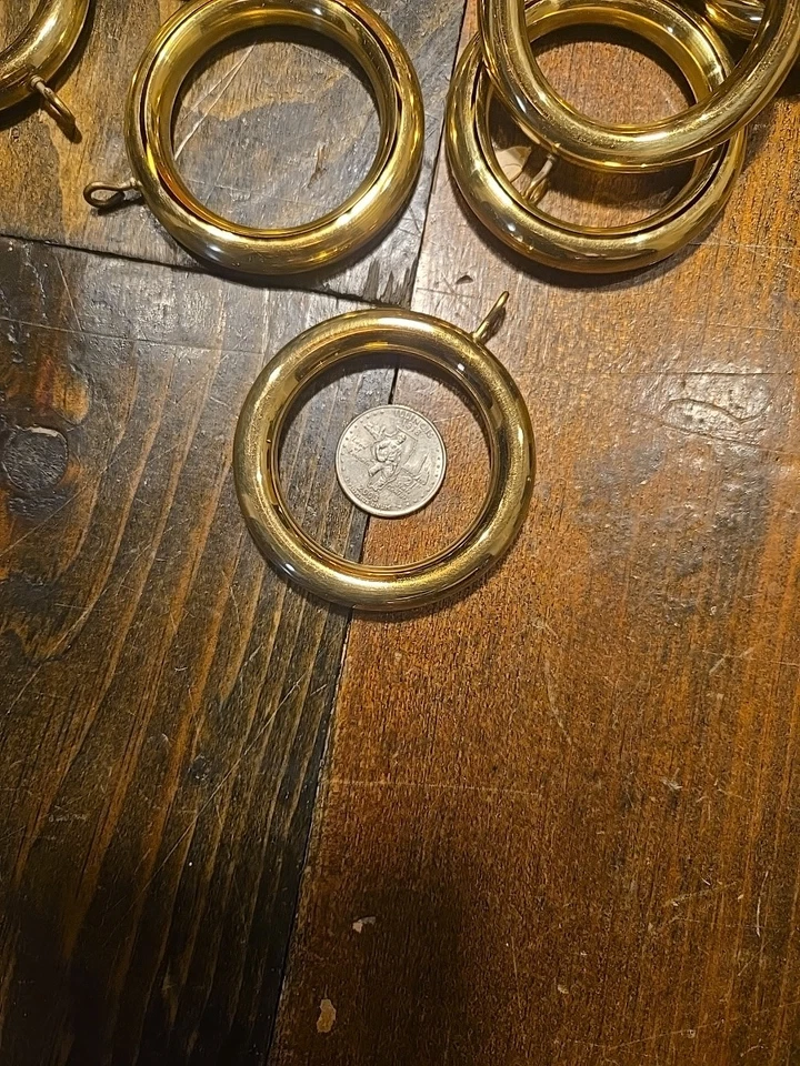 Lot of 35 Solid Brass Hollow Curtain Rings with Hooks – Vintage Style Drapery... - Image 2 of 3