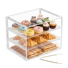 VEVOR Bakery Display Case Acrylic Countertop Pastry Case 3-Tier Flip-Up Door