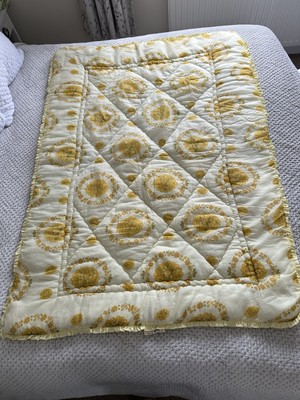 Vintage 60er-70er Jahre gelb Blumen Terylen Eiderdaunen Stil Quilt Single
