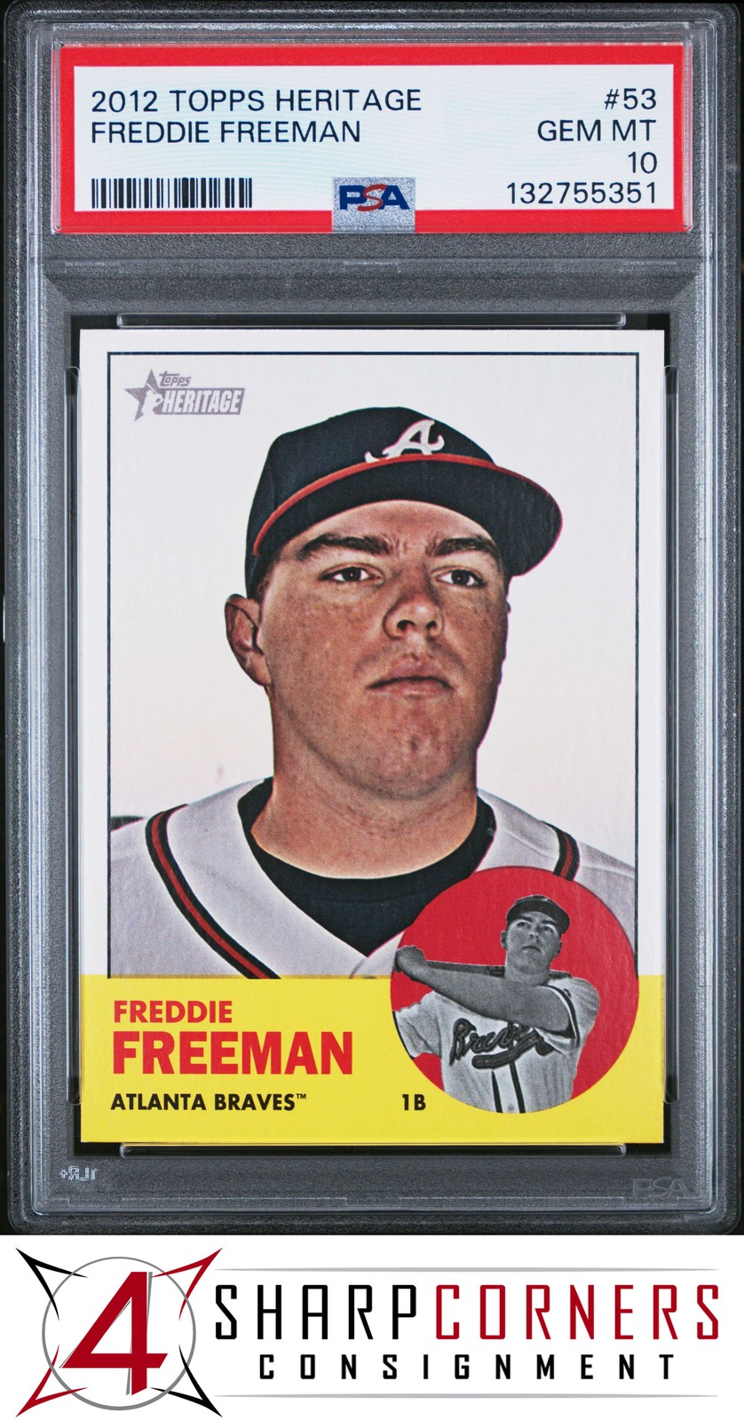 2012 TOPPS HERITAGE #53 FREDDIE FREEMAN BRAVES PSA 10