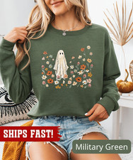 Spooky Ghost Sweatshirt, Floral Ghost Shirt, Nature Lover Halloween Gift