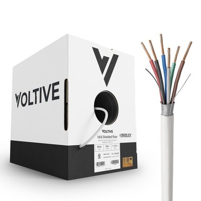 Voltive 18/6 Shielded Low Voltage Wire, Riser CL3R, White, 500ft
