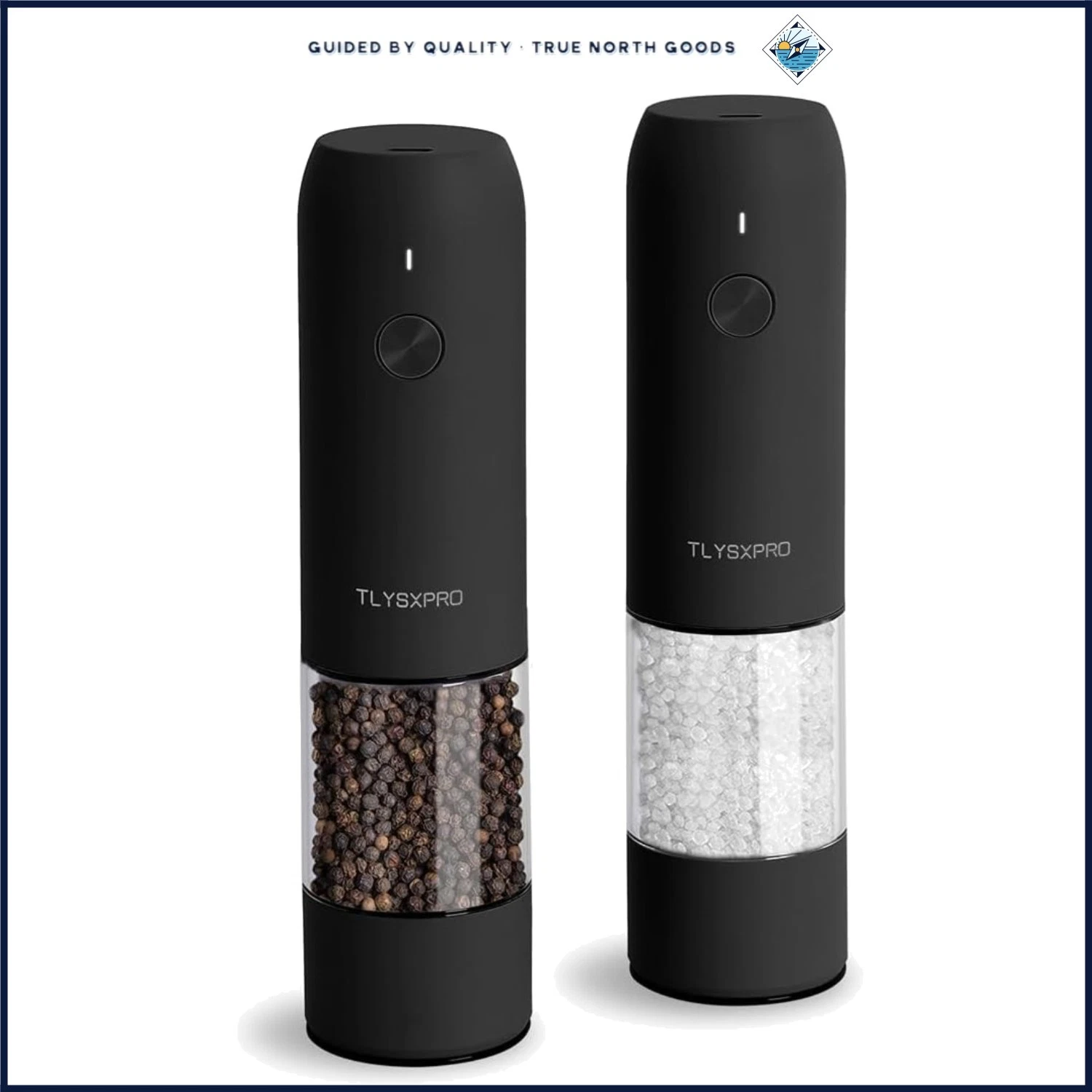 USB Rechargeable Salt and Pepper Grinder Set with Ergonomic One-Handed Operation