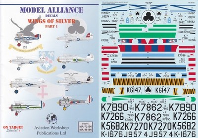 Model Alliance Decals 1/72 Bulldog Fury Gladiator Mk.I Gauntlet Snipe F.2B (RAF)
