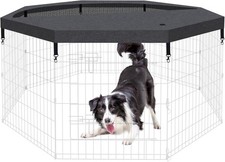 Dog Pen Pet Playpen Dog Fence Pad Indoor Foldable Metal Wire Exercise Puppy P...