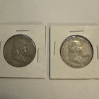 LOT OF 2 - 1954 & 1963 - 50 cent - BEN FRANKLIN SILVER HALF DOLLARS - 90% SILVER