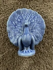 Vintage McCoy USA Blue Pottery Wall Pocket Planter Peacock MCM
