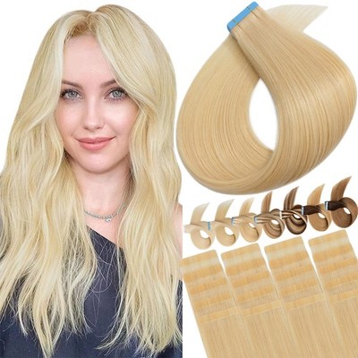 Seamless Tape in Russian Remy Human Hair Extensions Skin Weft 60Pieces Full Head