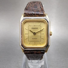 Rado Tank Watch Women 20mm Gold Dial Two Tone Octagon 133.5293.2 New Battery