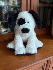 Animal Alley Black  White Puppy Dog Plush Shaggy Fur Eye Patch