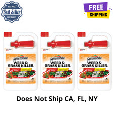 3 Pack Spectracide Weed & Grass Killer, Ready to Use, Fast-Acting, Clear Lawns