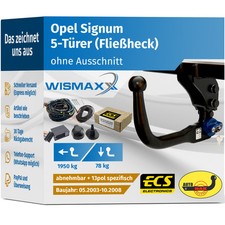 ANHÄNGERKUPPLUNG vert. abnehmbar für Opel Signum 03-08 +13pol E-Satz ECS