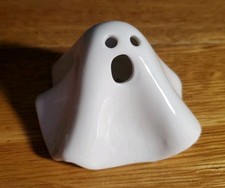 Crate  Barrel Mini Light Up LED Ceramic Halloween Ghost 2" BOOO Spooky
