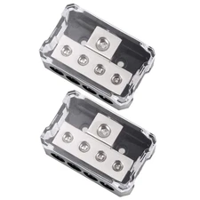 4 Way Power Distribution Block, 1X 0/2/4 AWG Gauge in / 4X 4/8/10 Gauge Out Amp 