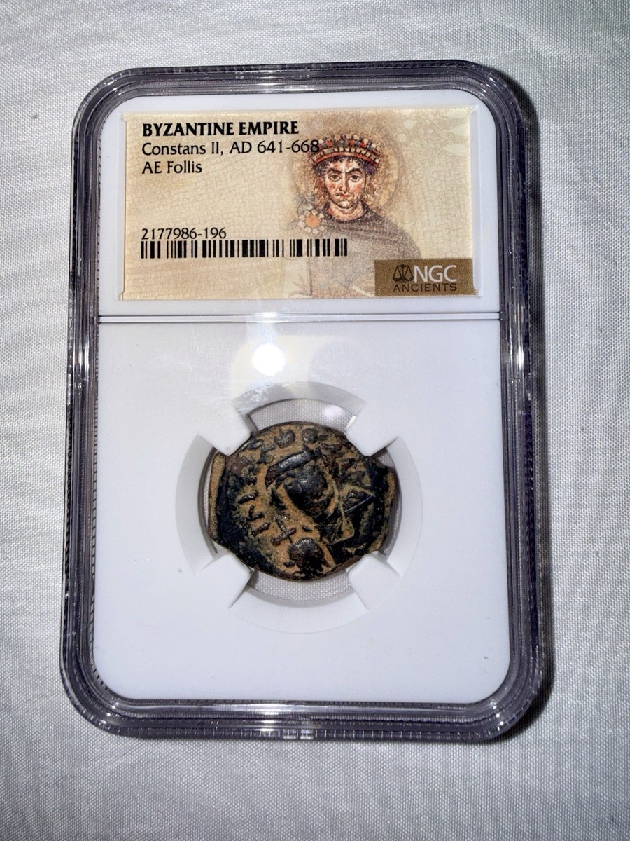 Byzantine Empire: Constans II, AD 641-668 AE Follis NGC Ancients