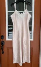 Linea Donatella Lace Trimmed Satin Nightgown Lingerie XL Beaded Chiffon Ruffle