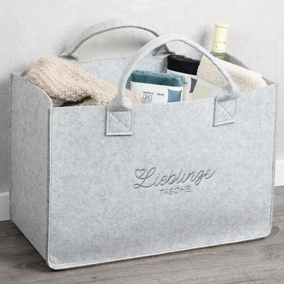 Kesper 17551 | Tasche in Filz-Optik, 50 x 25 x 34 cm, Polyester, hellgrau