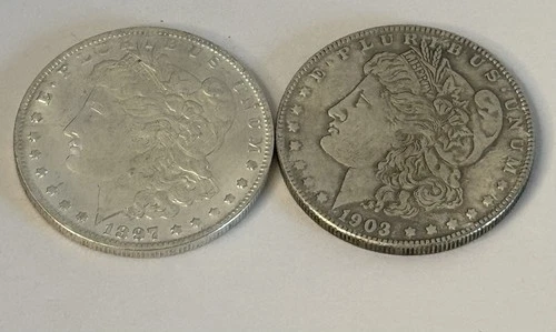 1897/1903 One Dollar Fine Silver Morgan"S"Collectiable Souvenir Coin. set of 2