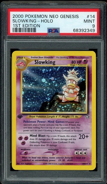 Pokemon PSA 9 1st Edition Slowking 14/111 Neo Genesis Holo Rare Card Mint