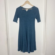 GANNI 3192 Winter Jersey Dress In Teal Women’s Small Cottagecore Fit & Flare EUC