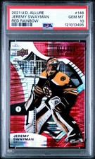 2021 UD Allure #146 Jeremy Swayman Red Rainbow Rookie GEM MINT PSA10