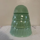 Fire King Jadeite Swirl Nesting/Mixing Bowls Set of Four (4) Vintage 9”8”7”6”