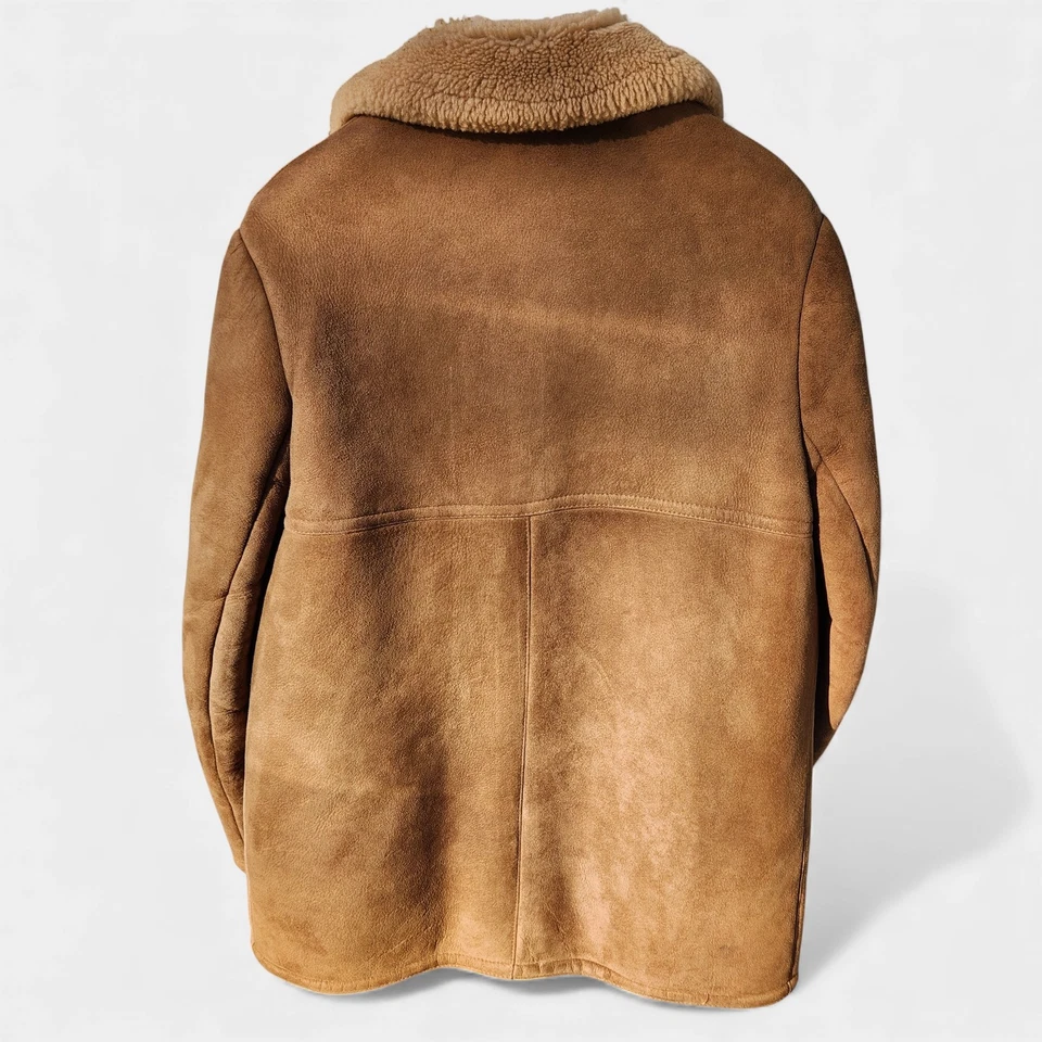 Vintage Abercrombie & Fitch Shearling Coat Size 40 Brown Suede Sawyer of Napa - Image 2 of 4