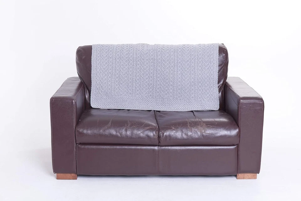 IRISH CABLE KNIT WOOL HEART THROW BLANKET SUPER SOFT MERINO X4944-SGRY BEST ONE - Image 4 of 4