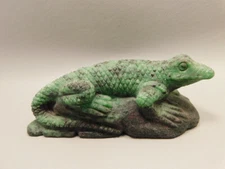 Lizard Iguana Ruby and Zoisite Gemstone Animal Carving #O346