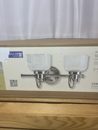 Progress Lighting #P2991-81 17” Antique Nickel 2-Light Wall Bath Vanity Fixture - Picture 2 of 8
