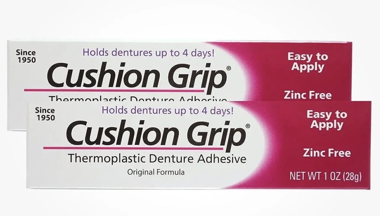 Cushion Grip Thermoplastic Denture Adhesive - 1 oz, Pack of 2