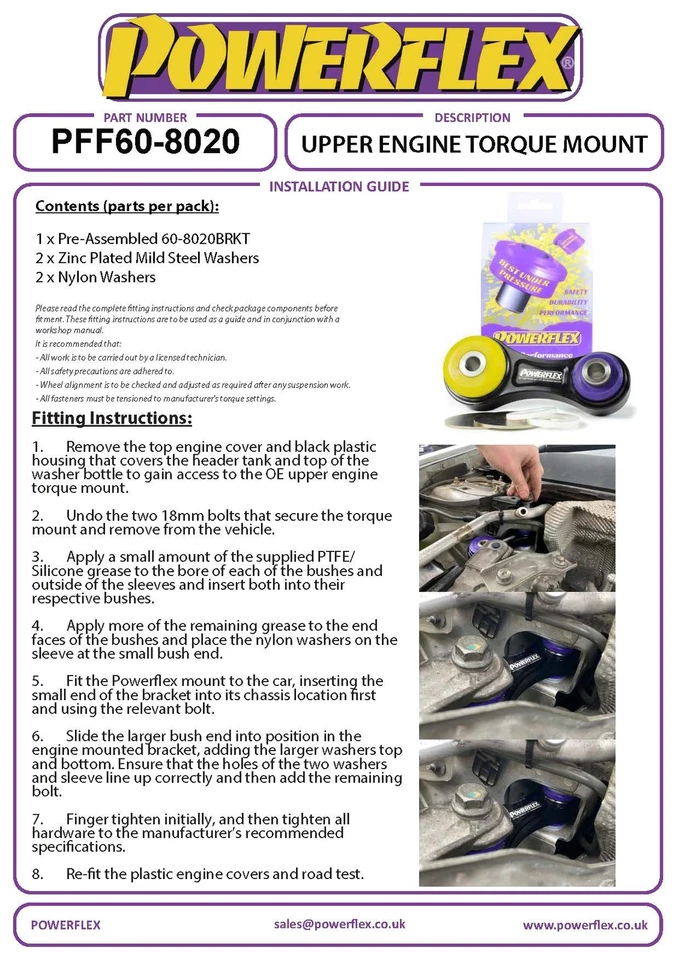 Powerflex Black Upr Motor Torques Mnt-Track / Carreras para Megane2 + Rs 02-08 - Imagen 4 de 4