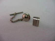Great Sleek Design Vintage Mens Tie Tack Pin Jewelry Silver Tone Rectangle