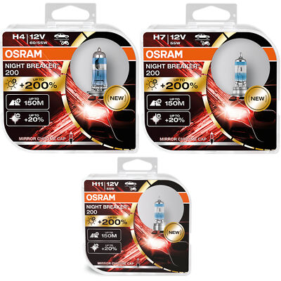 Osram Night Breaker 200 H4 H7 H11 up to 200% more light 2pcs Free Choice