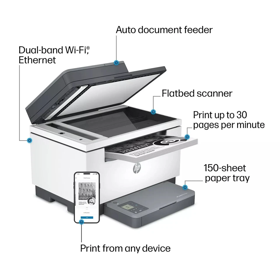 HP LaserJet MFP M234sdw Laser Printer, Black And White Mobile Print, Copy, Scan - Image 4 of 4
