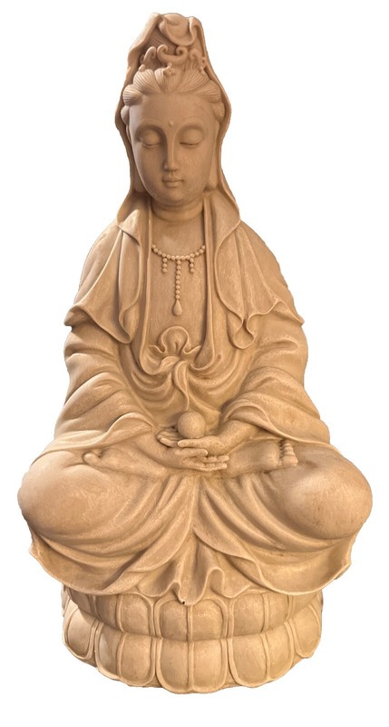 Chinese Buddism White Statue, Yin GuanYin 12.25 Inches