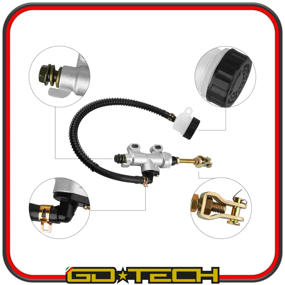 POMPA FRENO POSTERIORE MOTO CROSS ENDURO MOTARD Argento UNIVERSALE con SERBATOIO - Immagine 3 di 4