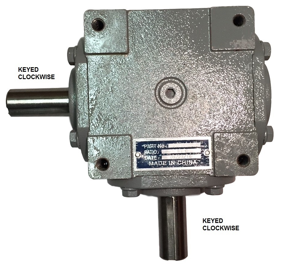 40 HP Right Angle Bevel Gearbox with 2 Keyed Shafts CW/CW 1