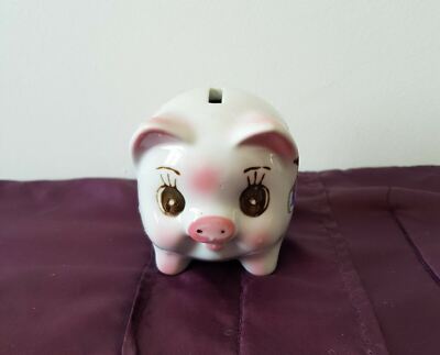 Vintage Keramik Sparschwein Bayrisch Deutsch Wappen Löwenkrone Weiß