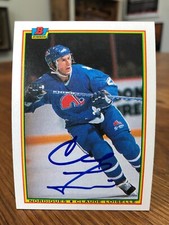 1990-91 BOWMAN #175 CLAUDE LOISELLE SIGNED AUTOGRAPHED CARD