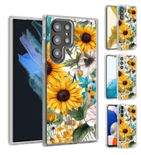 Texture Sunflower White Blossom Cover Case For Samsung Galaxy (Choose Model)